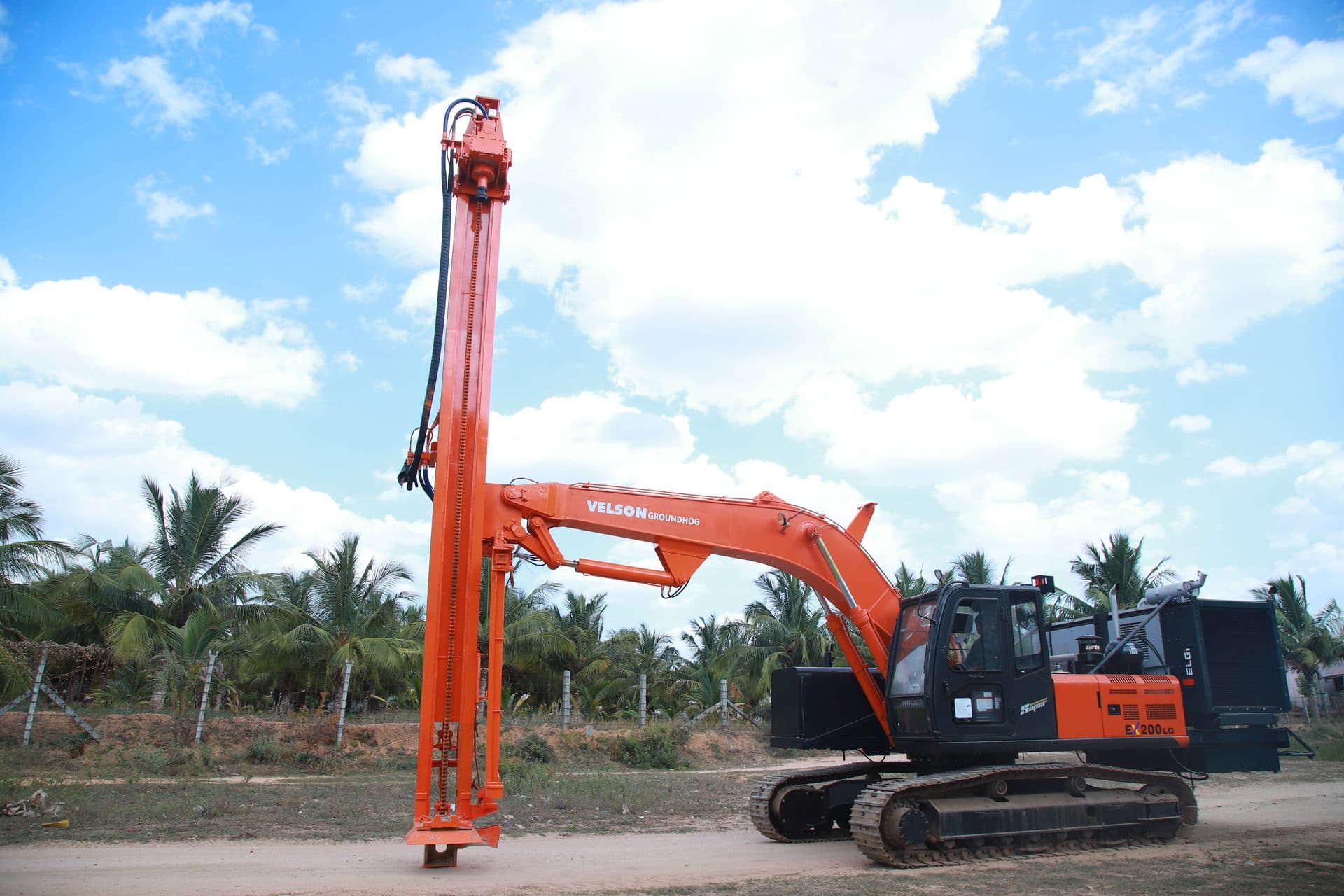 Velson V10 Ground Hog excavator-mounted blast-hole drill